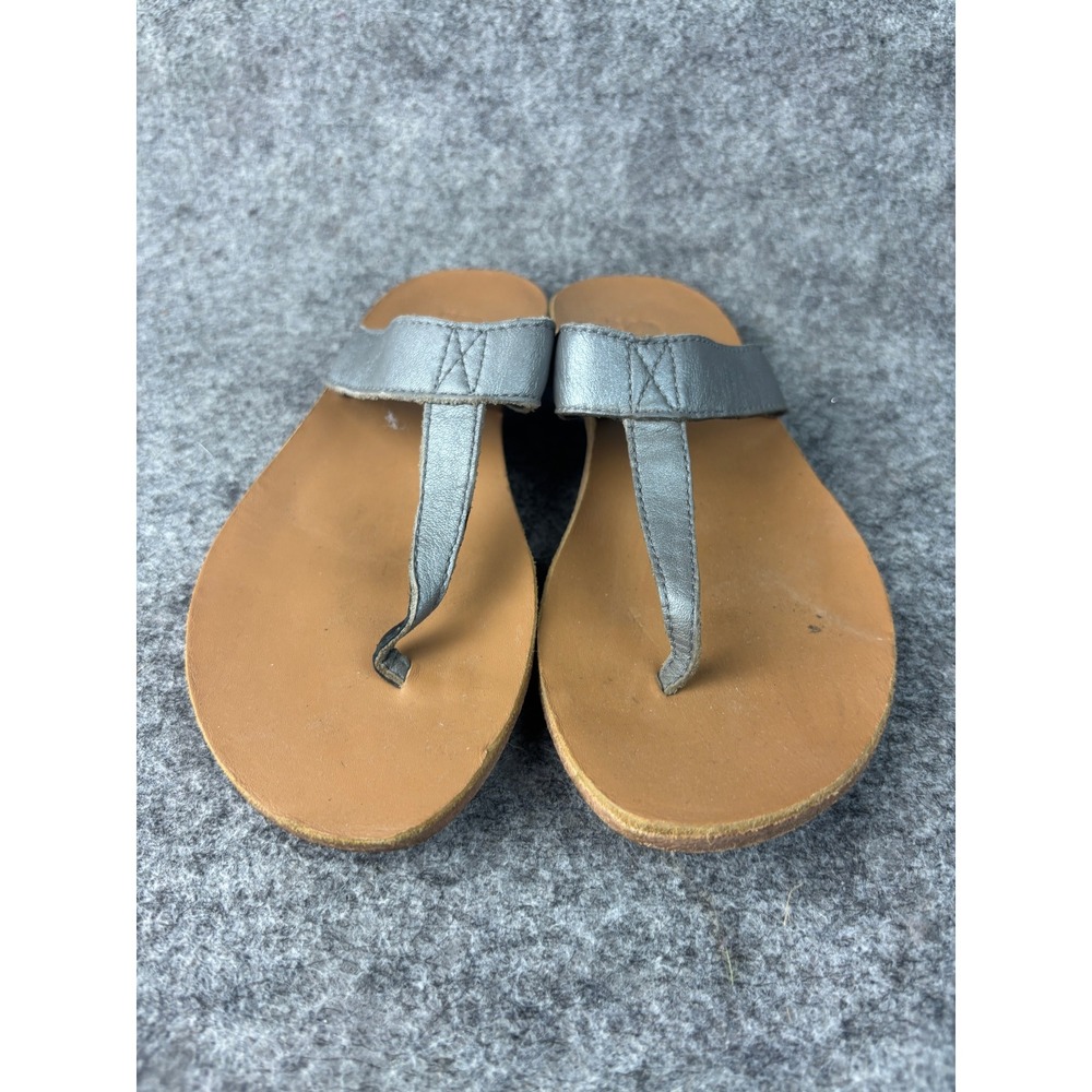 Sorel Ella Thong Sandals Womens 7.5 Metallic Leather Flat T-Strap Flip Flop